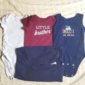 3 BOYS ONESIES & 1 PANTS - 3mo